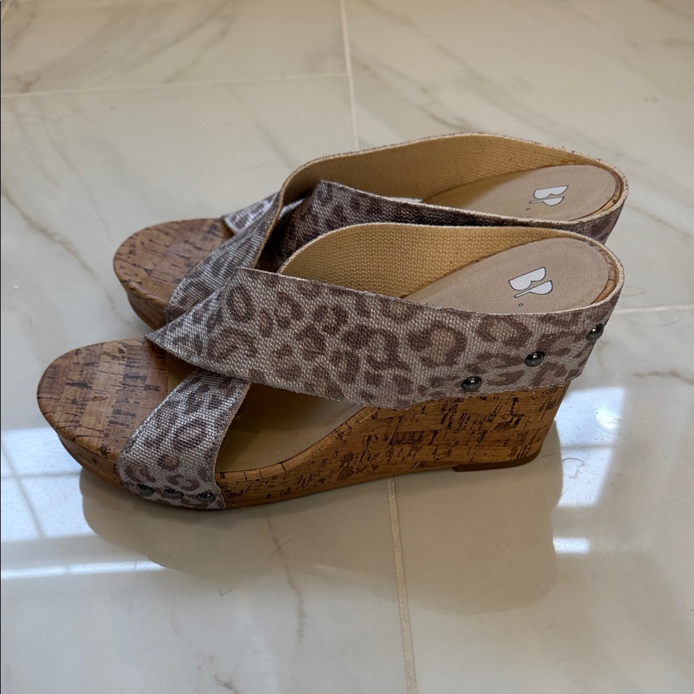 BP Leopard Print Wedge Sandals - Picture 2 of 6